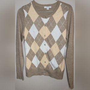 New York & Company Rhinestone Argyle Cardigan, Size Small (EUC)